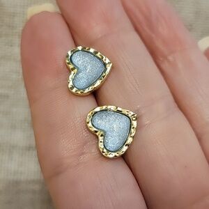 BABY BLUE SHIMMER HEART EARRINGS